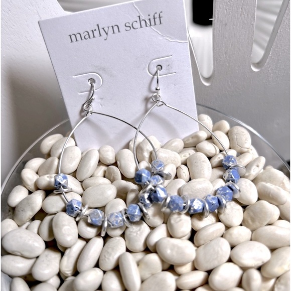 Marlyn Schiff | Teardrop Earrings | New | Light Blue & Silver - Picture 2 of 3